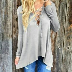 lace up hoodie top NWOT